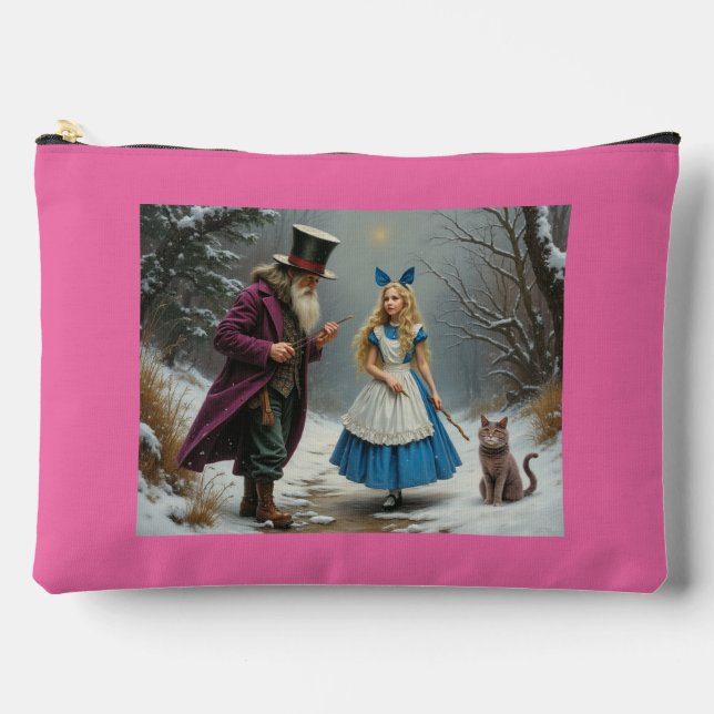Winter Alice pink large accessory bag pouch (Front)