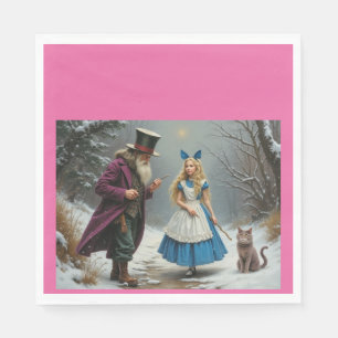 Winter Alice pink lunch paper napkins