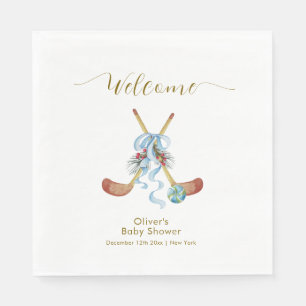 Winter All Star Hockey Baby Shower Welcome Napkin