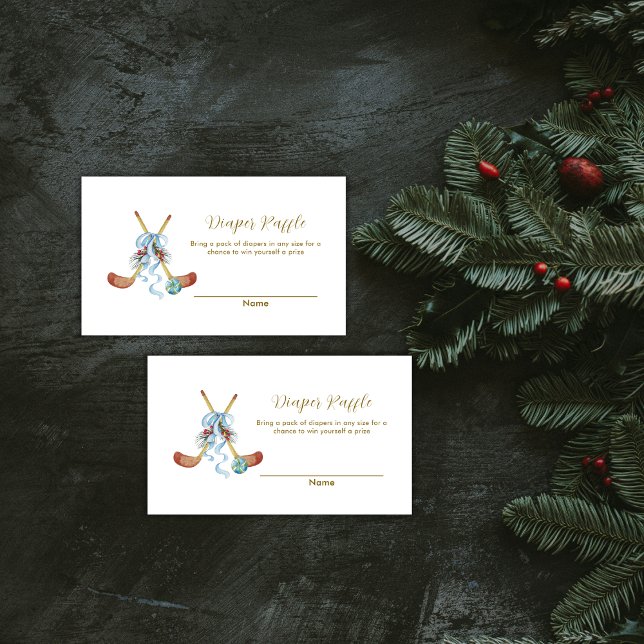 Winter All Star Hockey Diaper Raffle Baby Shower  Enclosure Card (Winter All Star Hockey Diaper Raffle Baby Shower Enclosure Card)