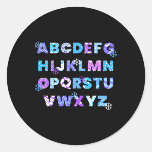 Winter Alphabet Abcs Kindergarten Teacher Kids Classic Round Sticker