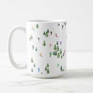 Winter Alpine Skiers Skiing Ski Skis Pattern Coffee Mug