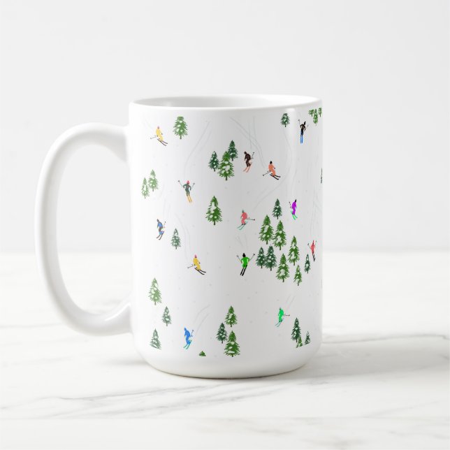 Winter Alpine Skiers Skiing Ski Skis Pattern Coffee Mug (Left)