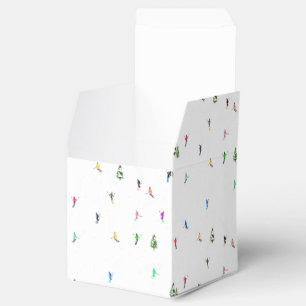 Winter Alpine Skiers Skiing Ski Skis Pattern Favour Box