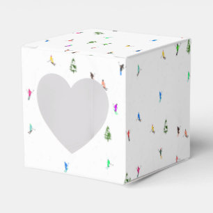 Winter Alpine Skiers Skiing Ski Skis Pattern Favour Box