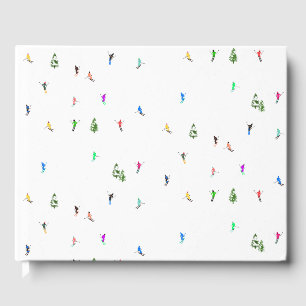 Winter Alpine Skiers Skiing Ski Skis Pattern Guest Book