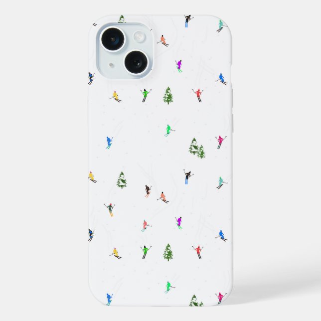 Winter Alpine Skiers Skiing Ski Skis Pattern iPhone Case (Back)