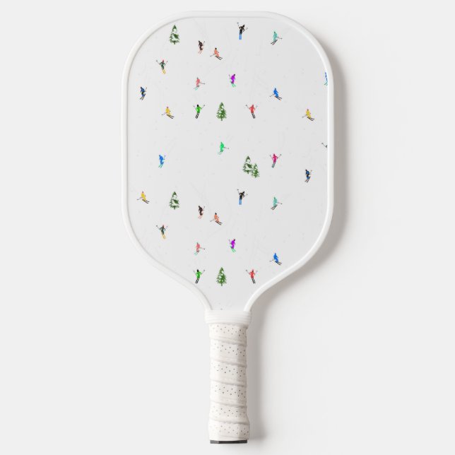 Winter Alpine Skiers Skiing Ski Skis Pattern Pickleball Paddle (Front)