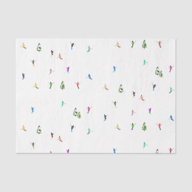Winter Alpine Skiers Skiing Ski Skis Pattern Tissue Paper (Front)