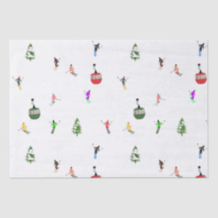 Winter Alpine Skiers Skiing Ski Skis Pattern Tissue Paper
