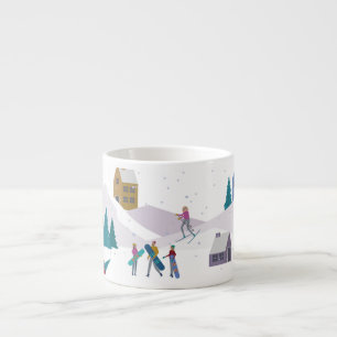 Winter Alps holidays: active people seamless Espresso Cup
