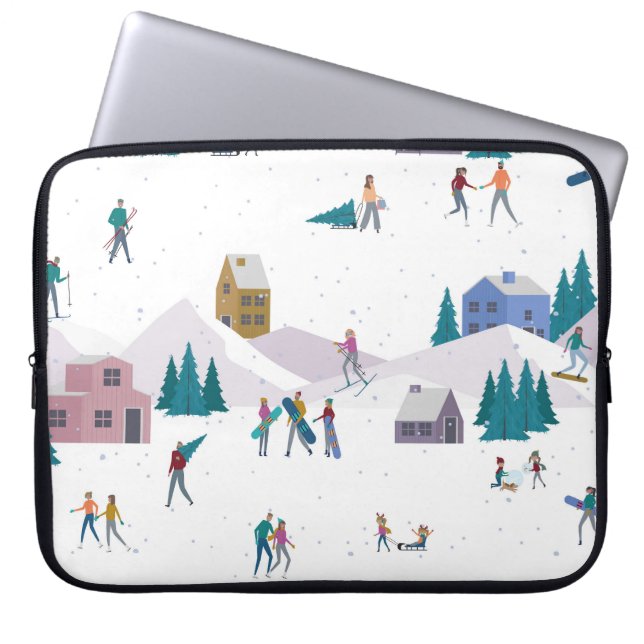 Winter Alps holidays: active people seamless Laptop Sleeve (Front)