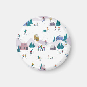 Winter Alps holidays: active people seamless Magnet