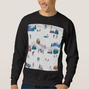 Winter Alps holidays: active people seamless Sweatshirt