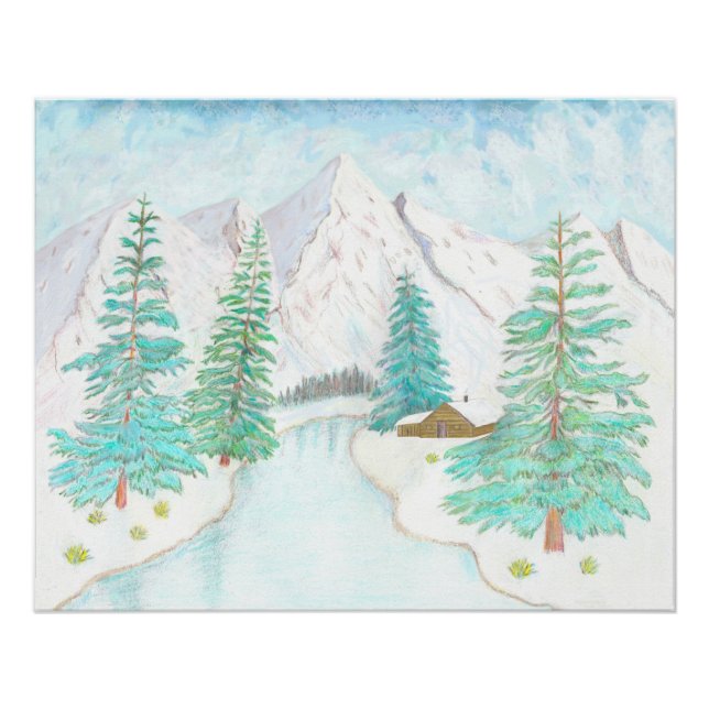 Winter and Evergreens Glossy Poster (Front)