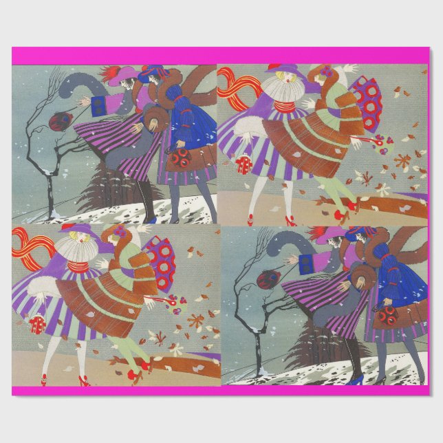WINTER AND FALL ART DECO BEAUTY FASHION WRAPPING PAPER (Flat)