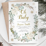 Winter and Gold Baby Christmas Baby Shower Invitation<br><div class="desc">Winter and Gold Baby Christmas Baby Shower Invite</div>