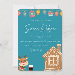 Winter and Reindeer themed baby shower invitation