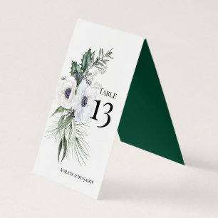 Winter Anemone Floral Hand-Painted Table Number