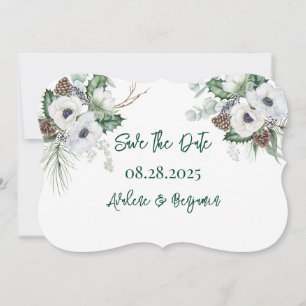 Winter Anemone Painted Wedding Save The Date Cards