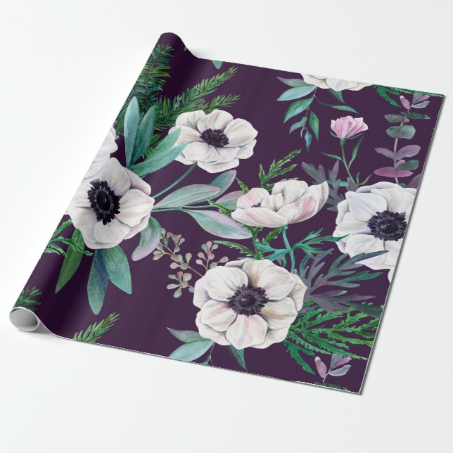 Winter anemones wrapping paper (Unrolled)
