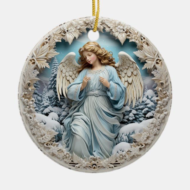 Winter Angel Ceramic Ornament (Front)