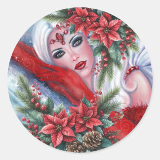 Winter angel Christmas  Classic Round Sticker