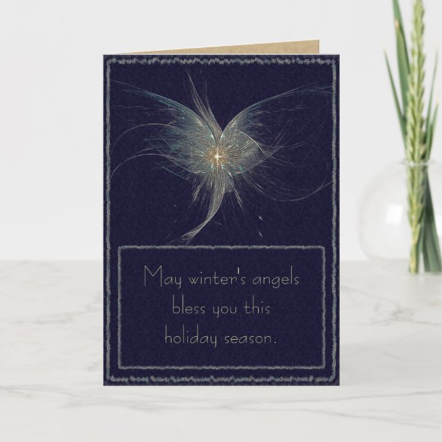 Winter Angel Fractal Art Holiday Card (Front)