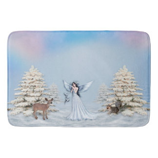 Winter Angel Scene Bathroom Bath Mat