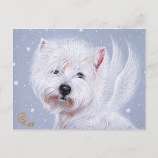 Winter Angel (Westie) Postcard