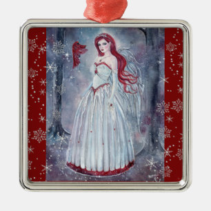Winter angel with cardinal Christmas ornament