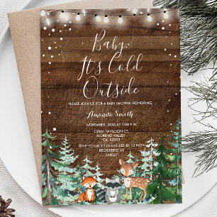 Winter Animal Baby It's Cold Outside Baby Shower Invitation