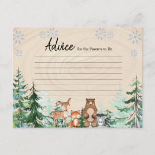 Winter Animal Gender Reveal Snowflakes Advice Card