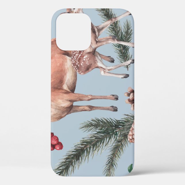 Winter animal sketch, blue background. Case-Mate iPhone case (Back)