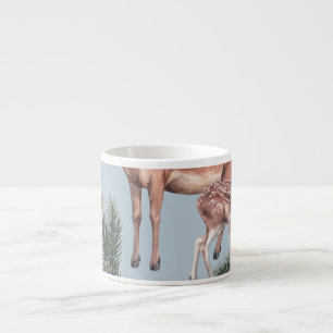 Winter animal sketch, blue background. espresso cup