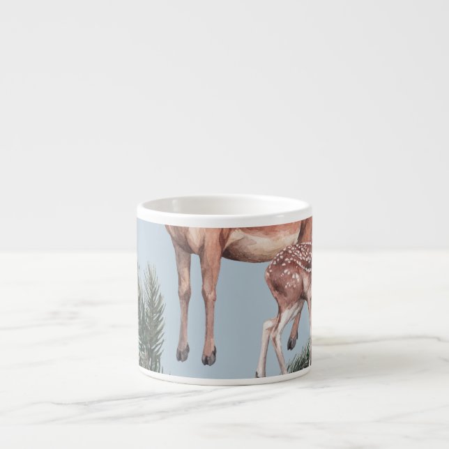 Winter animal sketch, blue background. espresso cup (Front)