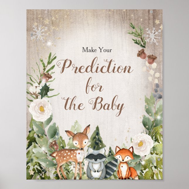 Winter Animal Woodland Floral Predictions for baby Poster (Front)