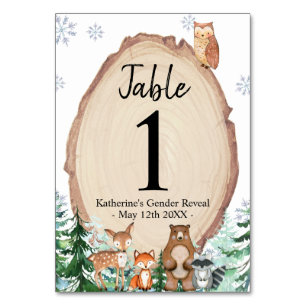 Winter Animal Woodland Gender Reveal Forest Table  Table Number