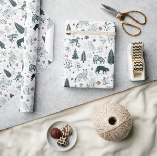 Winter animals and Forest Christmas  Wrapping Paper