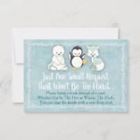 Winter Animals Baby Shower Bring A Book Card