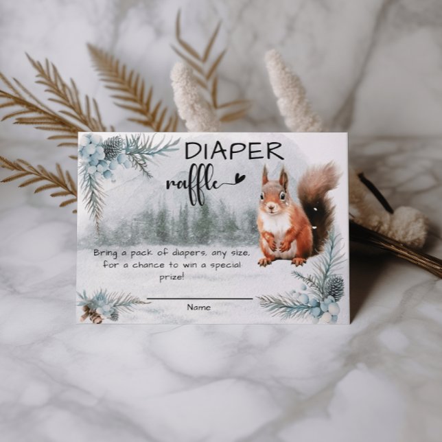 Winter Animals Baby Shower Diaper Raffle Enclosure Card (Creator Uploaded)