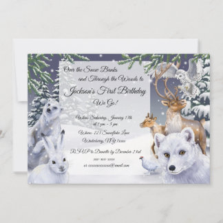 Winter Animals Children's Birthday Invitation