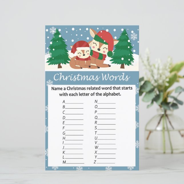 Winter animals christmas alphabet words game (Standing Front)