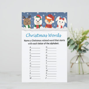 Winter animals christmas alphabet words game