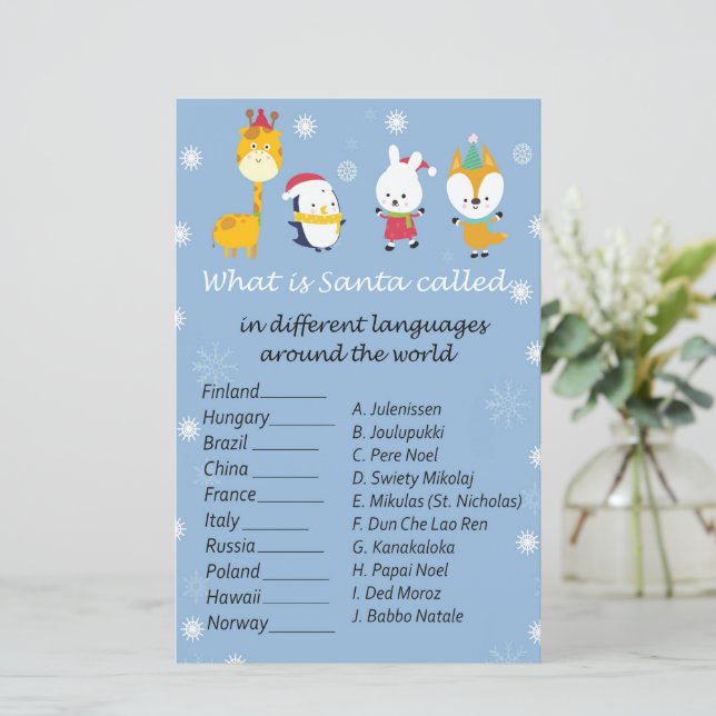 Winter animals christmas around the world game (Standing Front)