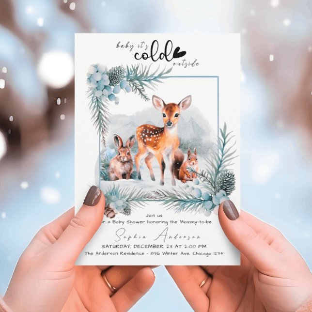 Winter Animals Cold Outside Baby Shower Invitation (Creator Uploaded)