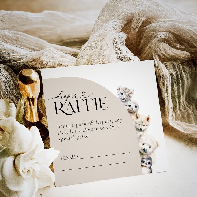 Winter Animals Diaper Raffle Baby Shower Enclosure Card (Creator Uploaded)