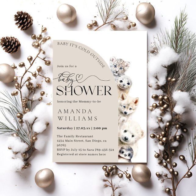Winter Animals Gender Neutral Baby Shower Invitation (Creator Uploaded)