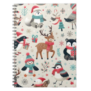 Winter Animals Seamless Pattern Notebook