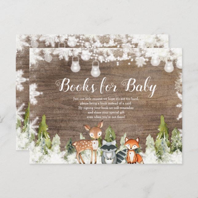 Winter Animals Wood Snowflakes Books for Baby Postcard (Front/Back)